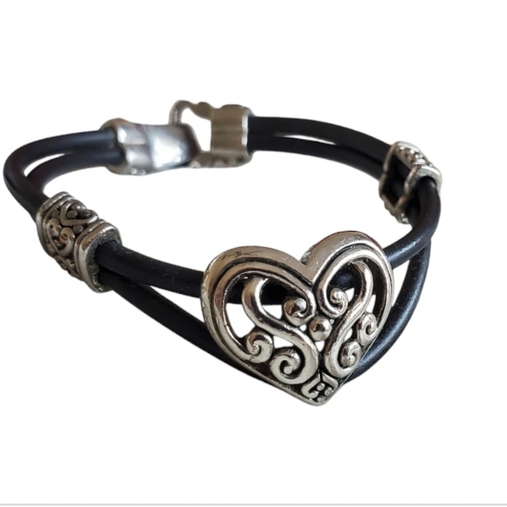 Brighton Silver and Leather Bracelet With Magnetic Clasp